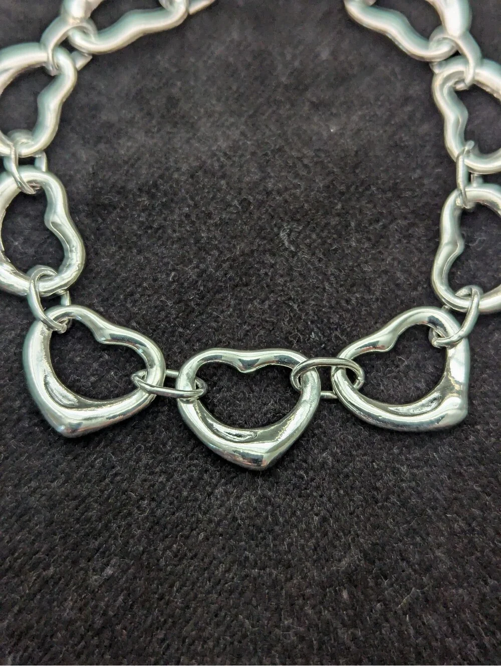 Sterling Silver Open Heart Link Toggle Bracelet 925 Bridal Bridesmaid